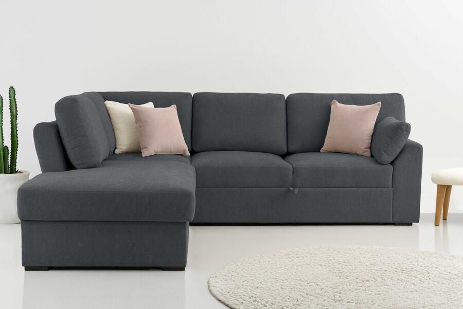 Home affaire Hoekbank Citry Breedte 242 cm chenille bedfunctie bedlade L-vorm (304-delig) - Foto 4