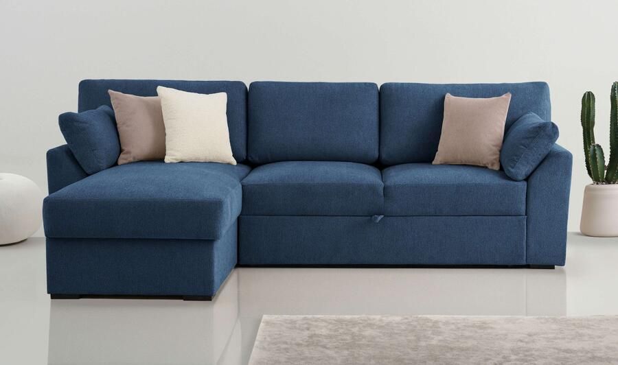 Home affaire Hoekbank Citry Breedte 246 cm chenille bedfunctie bedlade L-vorm - Foto 12