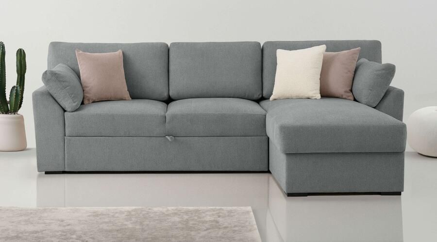 Home affaire Hoekbank Citry Breedte 246 cm chenille bedfunctie bedlade L-vorm - Foto 12