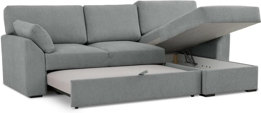 Home affaire Hoekbank Citry Breedte 246 cm chenille bedfunctie bedlade L-vorm - Foto 6