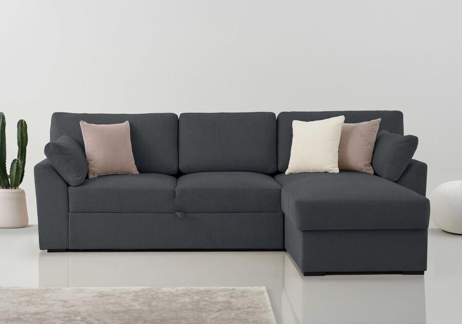 Home affaire Hoekbank Citry Breedte 246 cm chenille bedfunctie bedlade L-vorm - Foto 3