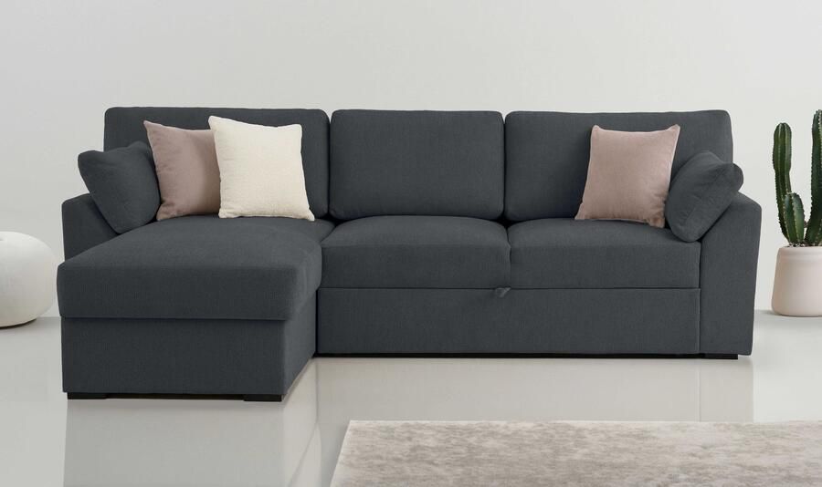 Home affaire Hoekbank Citry Breedte 246 cm chenille bedfunctie bedlade L-vorm - Foto 3