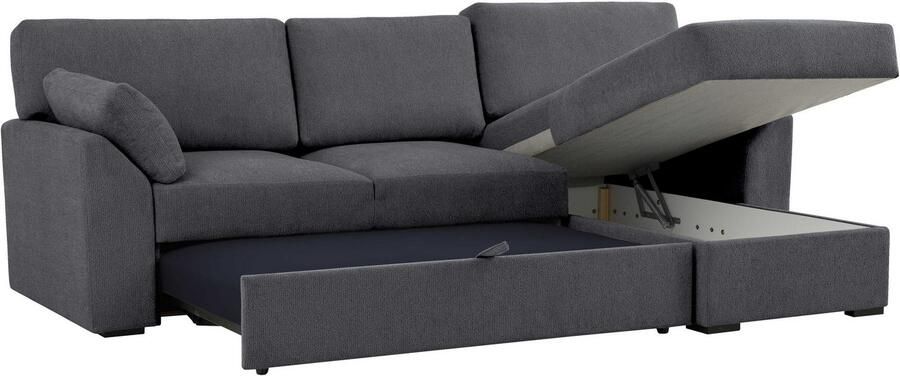 Home affaire Hoekbank Citry Breedte 246 cm chenille bedfunctie bedlade L-vorm - Foto 8