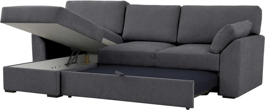 Home affaire Hoekbank Citry Breedte 246 cm chenille bedfunctie bedlade L-vorm - Foto 8