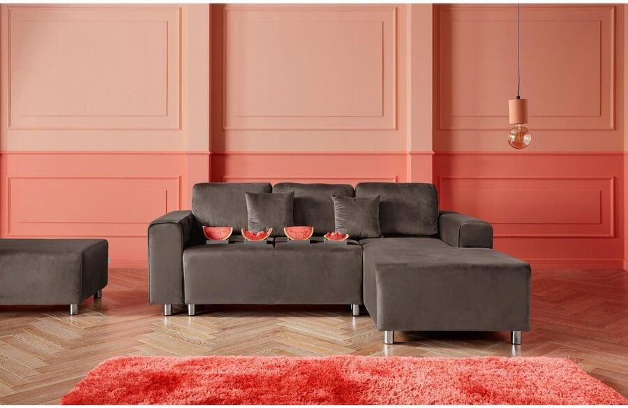Home affaire Hoekbank Györ L-vorm optioneel met bedfunctie en bedlade inclusief 2 sierkussens - Foto 5