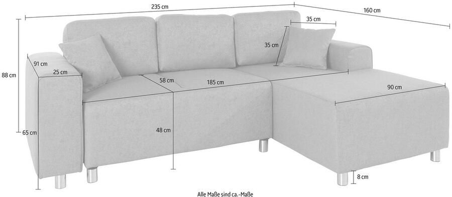 Home affaire Hoekbank Györ L-vorm optioneel met bedfunctie en bedlade inclusief 2 sierkussens - Foto 10