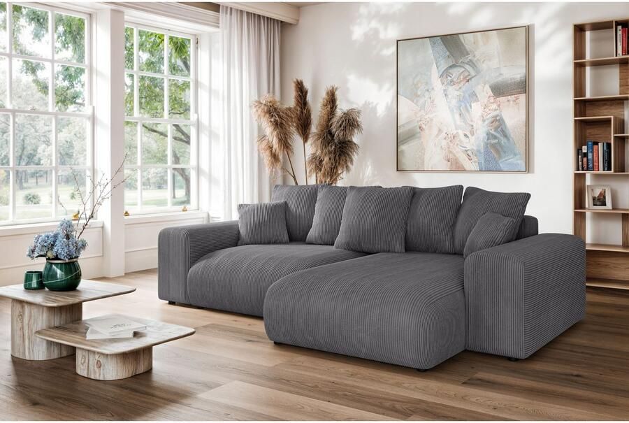 Home affaire Hoekbank LAKESIDE met bedfunctie en bedlade B D H 257 166 84 cm L-vorm recamiere aan beide zijden monteerbaar golfondersteuning - Foto 10