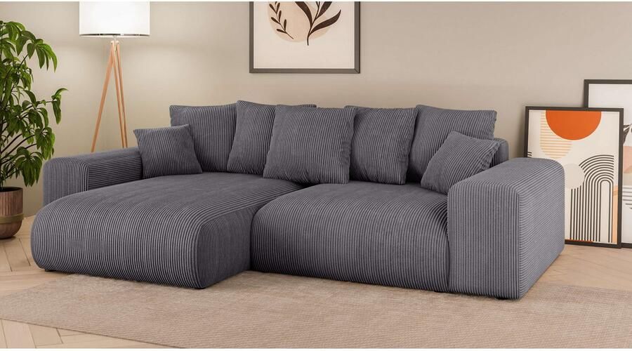 Home affaire Hoekbank LAKESIDE met bedfunctie en bedlade B D H 257 166 84 cm L-vorm recamiere aan beide zijden monteerbaar golfondersteuning - Foto 6