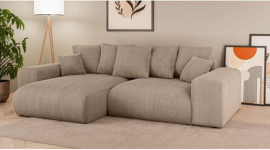 Home affaire Hoekbank LAKESIDE met bedfunctie en bedlade B D H 257 166 84 cm L-vorm recamiere aan beide zijden monteerbaar golfondersteuning - Foto 6