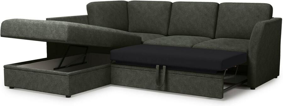 Home affaire Hoekbank Lavars L-vorm slaapbank met slaapfunctie en bergruimte in twee verschillende stofkwaliteiten - Foto 6
