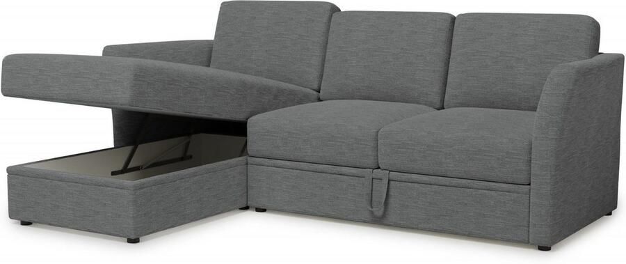 Home affaire Hoekbank Lavars L-vorm slaapbank met slaapfunctie en bergruimte in twee verschillende stofkwaliteiten - Foto 6