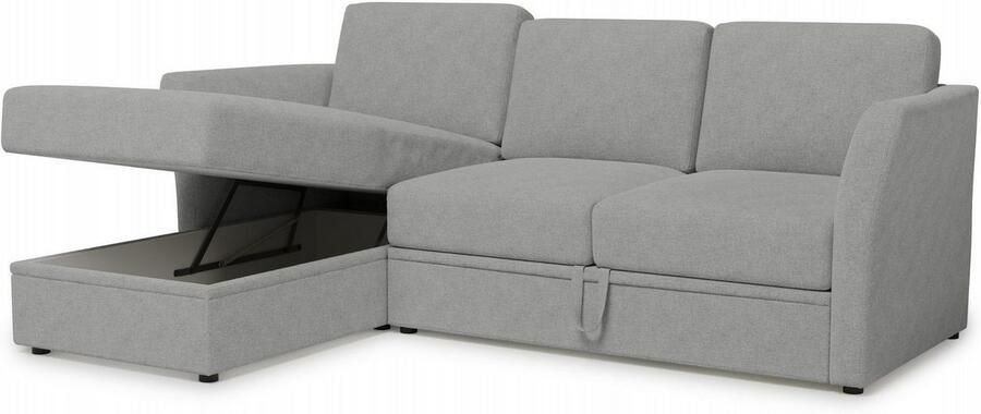 Home affaire Hoekbank Lavars L-vorm slaapbank met slaapfunctie en bergruimte in twee verschillende stofkwaliteiten - Foto 6