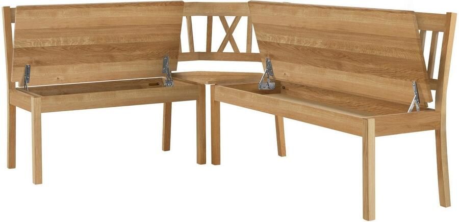 Home affaire Hoekbank Lukas met opbergruimte onder de zittingen massief eiken - Foto 9