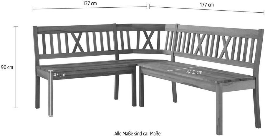 Home affaire Hoekbank Lukas met opbergruimte onder de zittingen massief eiken - Foto 6