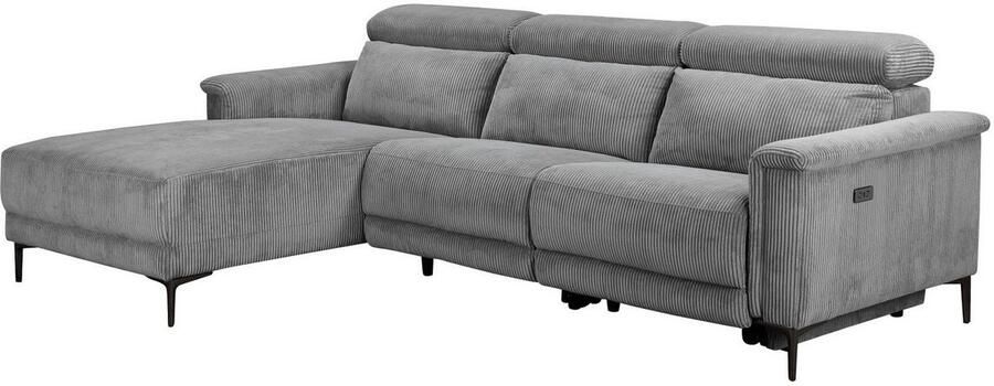 Home affaire Hoekbank Lund in cord L-vorm 261 cm handmatige en elektrische relaxfunctie - Foto 7