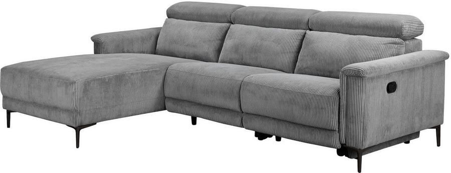 Home affaire Hoekbank Lund in cord L-vorm 261 cm handmatige en elektrische relaxfunctie - Foto 7