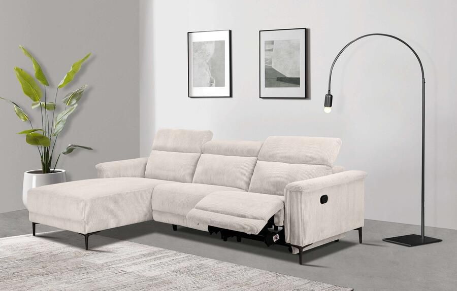Home affaire Hoekbank Lund in cord L-vorm 261 cm handmatige en elektrische relaxfunctie - Foto 10