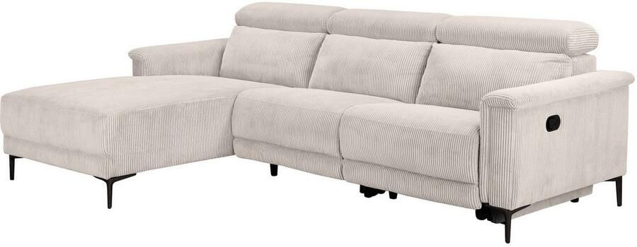 Home affaire Hoekbank Lund in cord L-vorm 261 cm handmatige en elektrische relaxfunctie - Foto 8