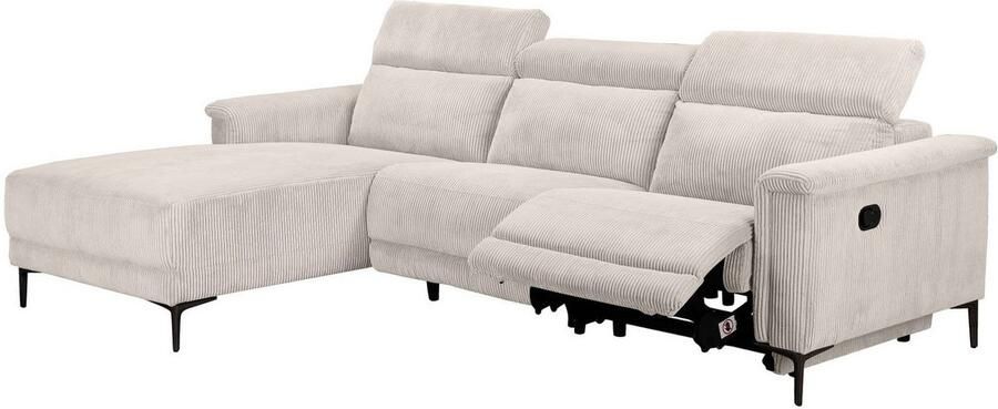 Home affaire Hoekbank Lund in cord L-vorm 261 cm handmatige en elektrische relaxfunctie - Foto 6