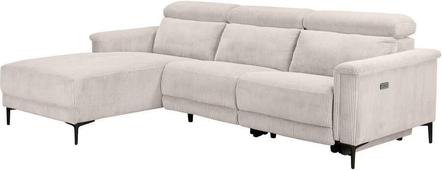 Home affaire Hoekbank Lund in cord L-vorm 261 cm handmatige en elektrische relaxfunctie - Foto 7