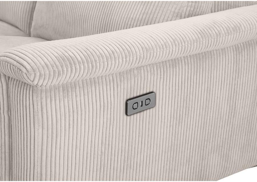 Home affaire Hoekbank Lund in cord L-vorm 261 cm handmatige en elektrische relaxfunctie