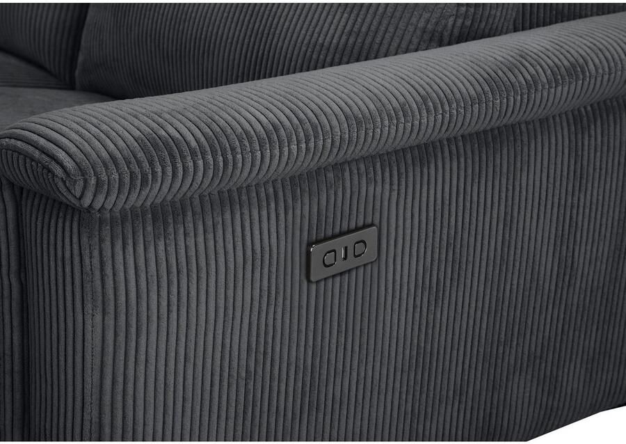 Home affaire Hoekbank Lund in cord L-vorm 261 cm handmatige en elektrische relaxfunctie