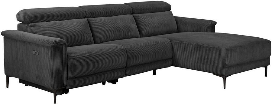 Home affaire Hoekbank Lund in cord L-vorm 261 cm handmatige en elektrische relaxfunctie - Foto 7