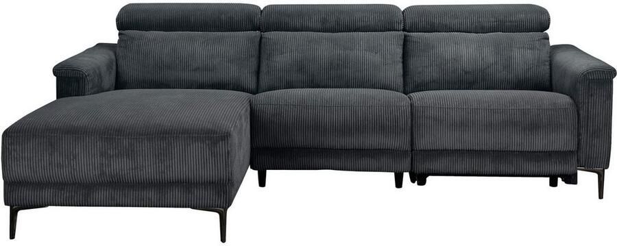 Home affaire Hoekbank Lund in cord L-vorm 261 cm handmatige en elektrische relaxfunctie - Foto 6