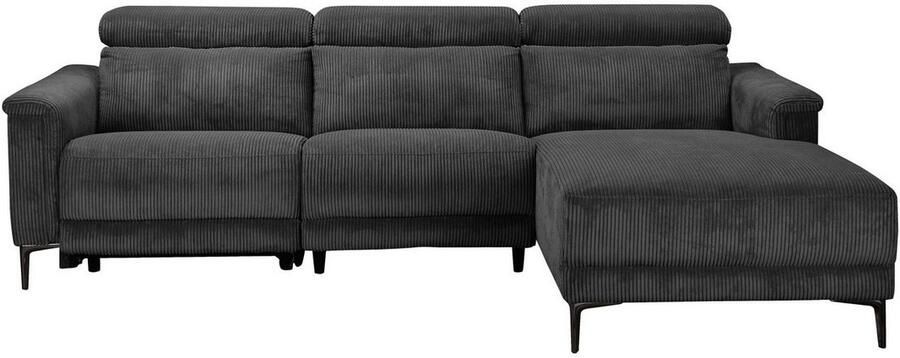 Home affaire Hoekbank Lund in cord L-vorm 261 cm handmatige en elektrische relaxfunctie - Foto 6