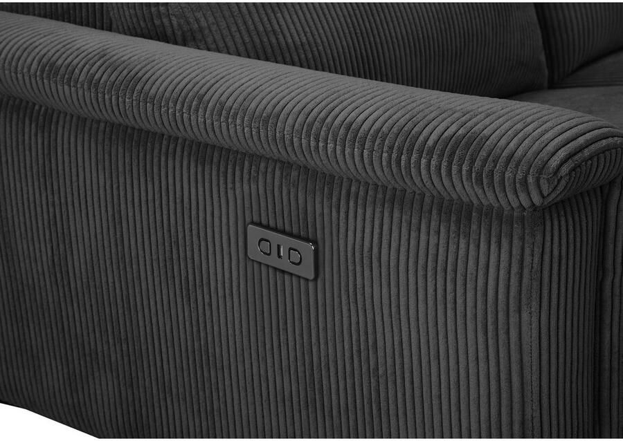 Home affaire Hoekbank Lund in cord L-vorm 261 cm handmatige en elektrische relaxfunctie