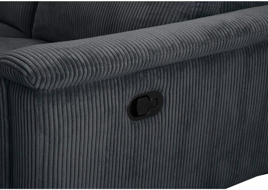 Home affaire Hoekbank Lund in cord L-vorm 261 cm handmatige en elektrische relaxfunctie