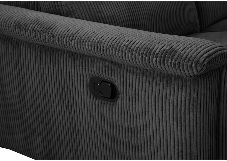 Home affaire Hoekbank Lund in cord L-vorm 261 cm handmatige en elektrische relaxfunctie