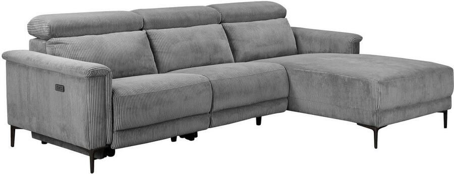 Home affaire Hoekbank Lund in cord L-vorm 261 cm handmatige en elektrische relaxfunctie - Foto 7