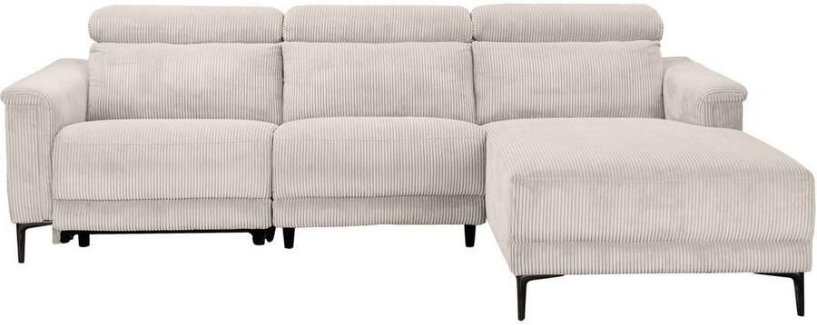 Home affaire Hoekbank Lund in cord L-vorm 261 cm handmatige en elektrische relaxfunctie - Foto 6