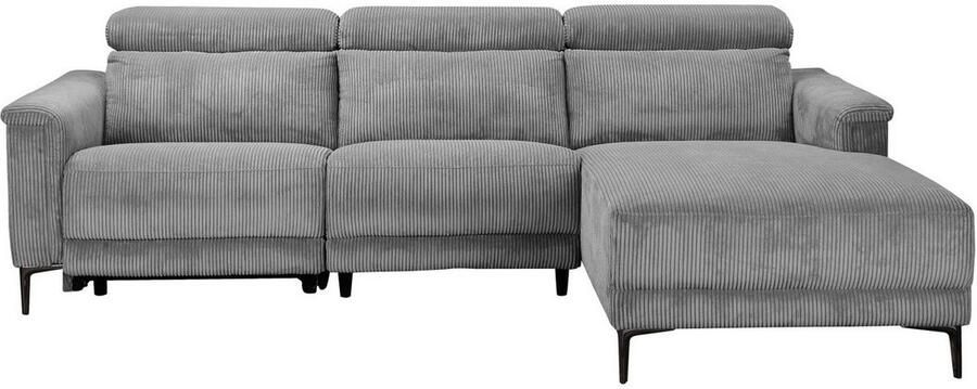 Home affaire Hoekbank Lund in cord L-vorm 261 cm handmatige en elektrische relaxfunctie - Foto 6