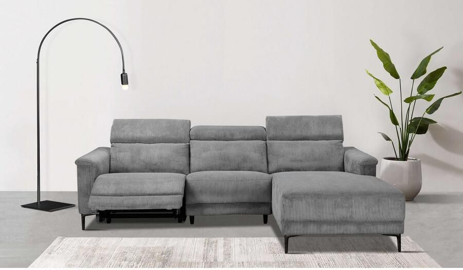 Home affaire Hoekbank Lund in cord L-vorm 261 cm handmatige en elektrische relaxfunctie - Foto 5