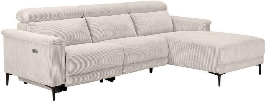 Home affaire Hoekbank Lund in cord L-vorm 261 cm handmatige en elektrische relaxfunctie - Foto 7