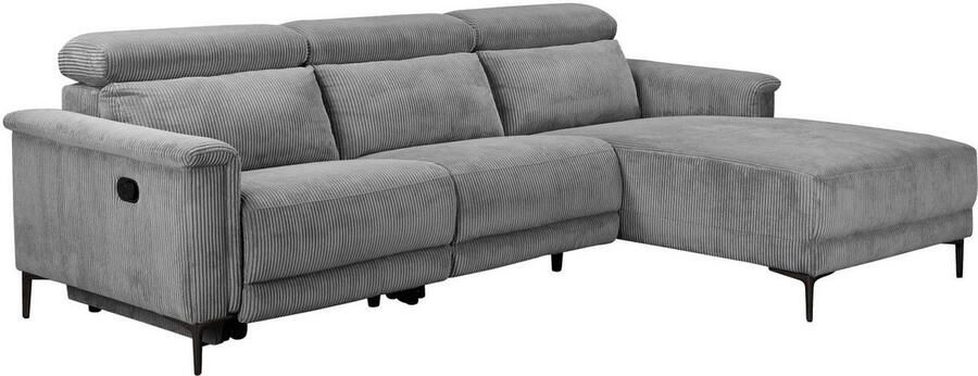Home affaire Hoekbank Lund in cord L-vorm 261 cm handmatige en elektrische relaxfunctie - Foto 7