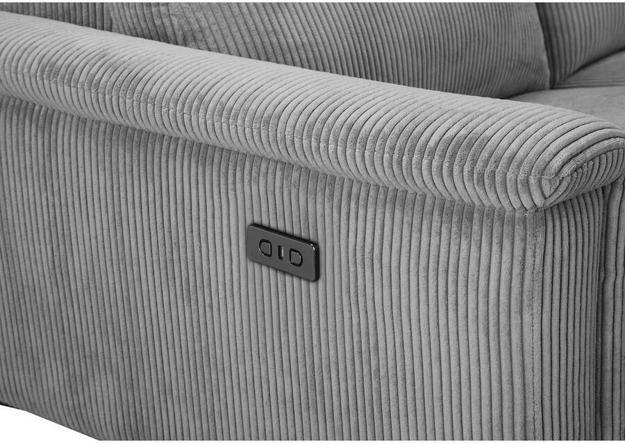 Home affaire Hoekbank Lund in cord L-vorm 261 cm handmatige en elektrische relaxfunctie