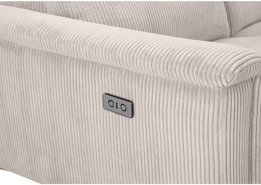 Home affaire Hoekbank Lund in cord L-vorm 261 cm handmatige en elektrische relaxfunctie
