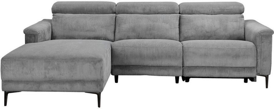 Home affaire Hoekbank Lund in cord L-vorm 261 cm handmatige en elektrische relaxfunctie - Foto 6