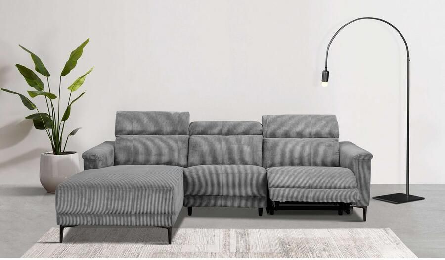 Home affaire Hoekbank Lund in cord L-vorm 261 cm handmatige en elektrische relaxfunctie - Foto 5