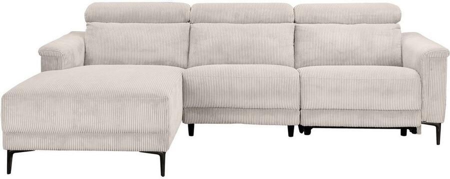 Home affaire Hoekbank Lund in cord L-vorm 261 cm handmatige en elektrische relaxfunctie - Foto 6