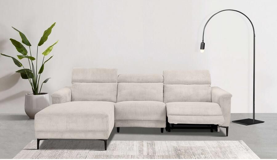 Home affaire Hoekbank Lund in cord L-vorm 261 cm handmatige en elektrische relaxfunctie - Foto 5