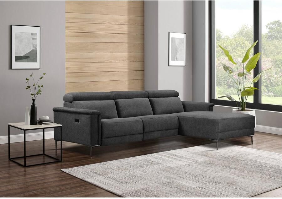Home affaire Hoekbank Lund L-vorm 261 cm handmatige of elektrische relaxfunctie (met USB-A) - Foto 2