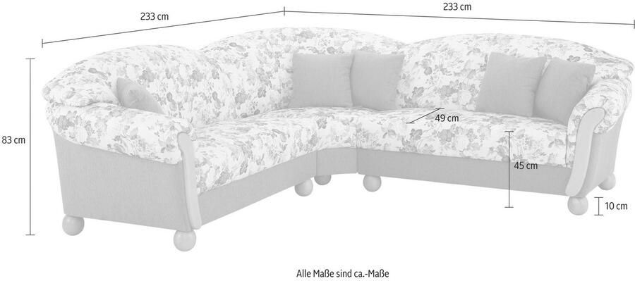 Home affaire Hoekbank Milano comfortabel met binnenvering B D H 233 233 83cm landhuisstijl L-vorm - Foto 1