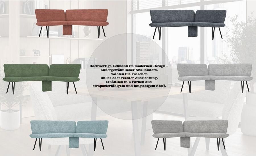 Home affaire Hoekbank Mily Keukenbank Kussenbank Eettafelbank 205x164 cm Moderne bank en kleuren aantal zitplaatsen: 5 vrij in de ruimte te plaatsen - Foto 3