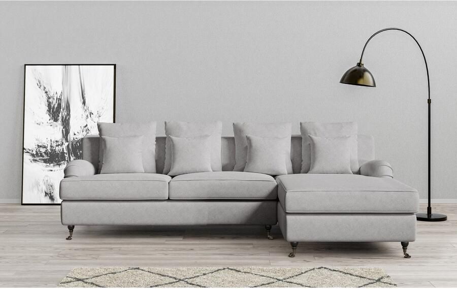 Home affaire Hoekbank NORIN L-vorm twee soorten poten: voor wieltjes aan de achterkant houten poten - Foto 3