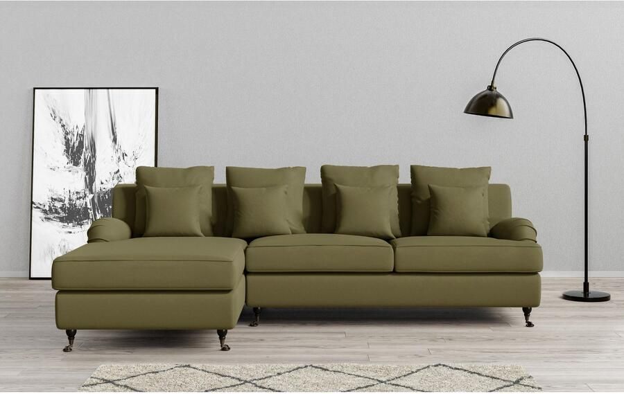 Home affaire Hoekbank NORIN L-vorm twee soorten poten: voor wieltjes aan de achterkant houten poten - Foto 4