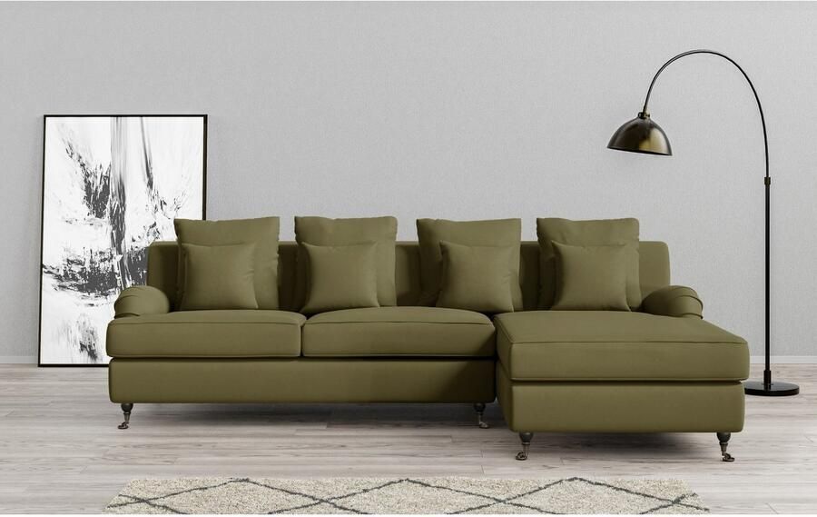 Home affaire Hoekbank NORIN L-vorm twee soorten poten: voor wieltjes aan de achterkant houten poten - Foto 3